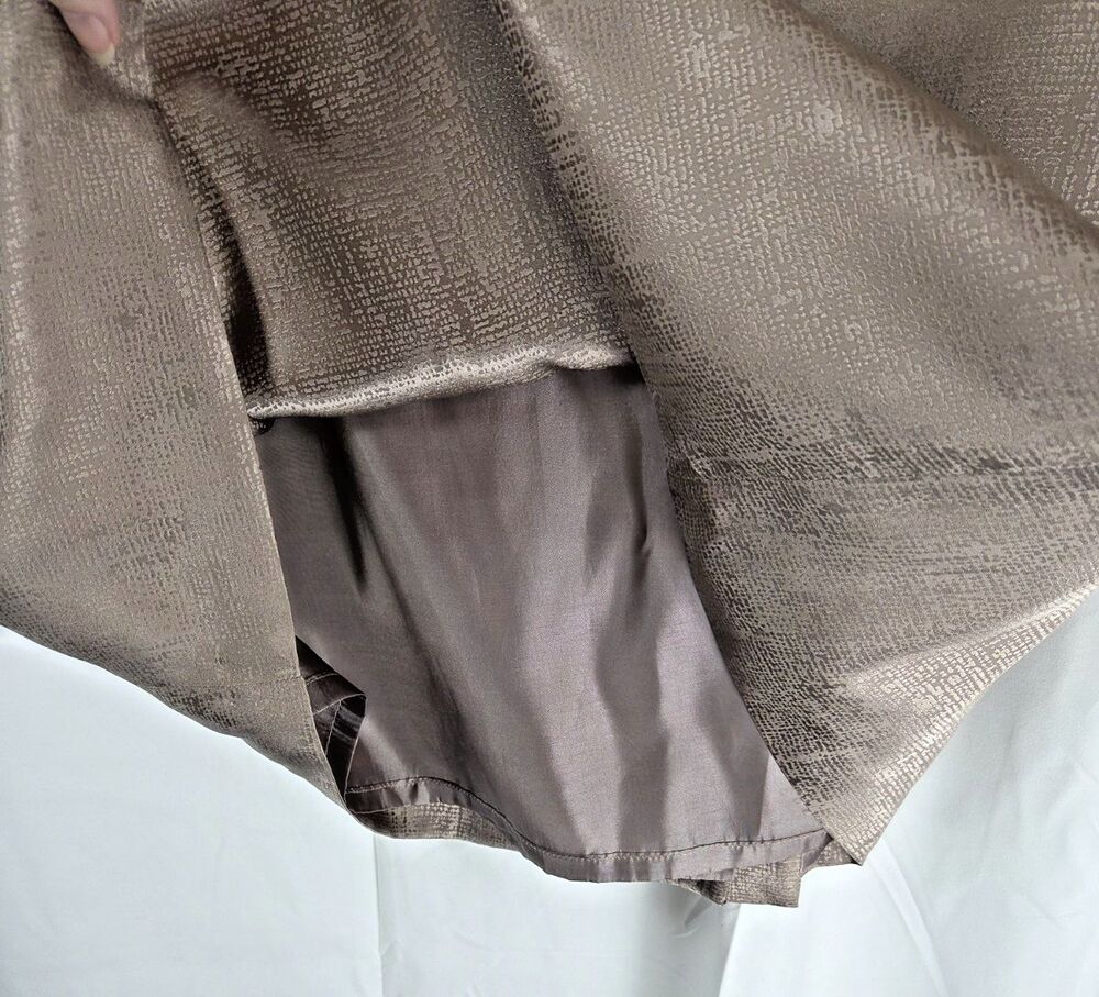 Adrianna Papell Silk Pencil Skirt Size 16 Taupe Textured Sheath Lined Classic - Picture 4 of 9